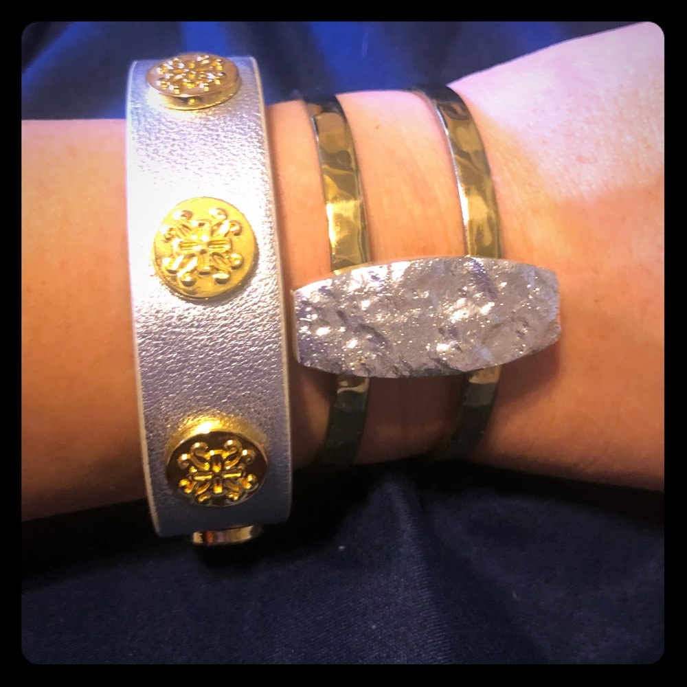 Rustic Cuff Silver & Gold Set